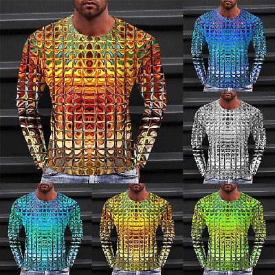 #ad Casual Printed T Shirt For Men And Women With 3D Fashion Printing Long Sleeve $10.89