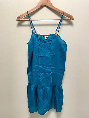 #ad Heritage Womens Mini Slip Dress Medium Blue Silk Lingerie Romantic Fairy Y2K $24.88