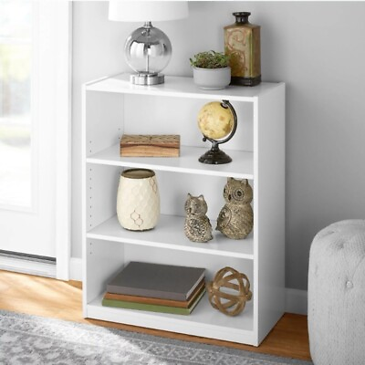 #ad 3 Shelf Bookcase with Adjustable Shelves White $22.73