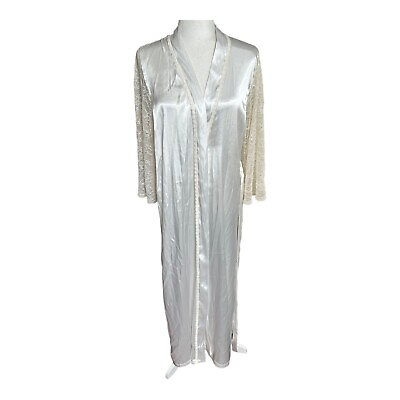 #ad Linea Donatella NWT Bridal White Satin Robe Small $29.99