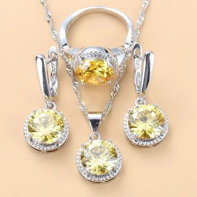 #ad Dangle Drop Zircon Bracelet Brooches Bridal Earrings Necklaces Jewelries 1set $15.98