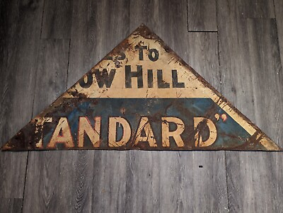 #ad Vtg Snow Hill MD Standard Gasoline Gas Station Metal Sign Standard Oil Patina $164.90