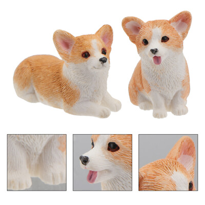 #ad 2pcs landscape ornament Doggy Pey Miniature Educational Dog Figures Toy Car $9.58
