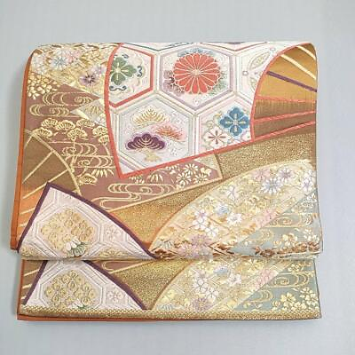 #ad Japanese Bag Links Nine Hundred Brocade Pure Gold Foil 24K Foil Fan Flower $185.73