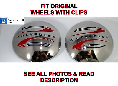 #ad Pair Stainless Steel Clip Style Hubcaps for 1941 1948 Chevrolet $104.99