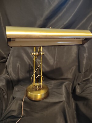 #ad Beautiful Unique VTG API Brass Bankers Piano Clef Note Desk Table Lamp Light $74.99