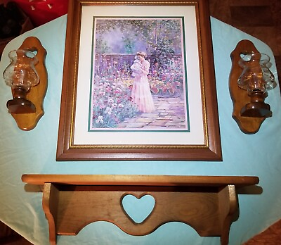 #ad Vintage Home Interior Lot Bettie Felder Thru Gods Grace Wooden Heart Wall... $69.99