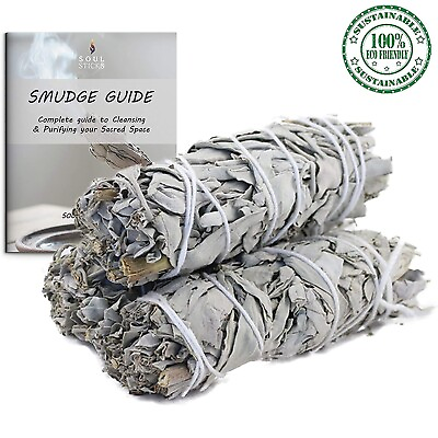 #ad #ad 3 Pack White Sage Smudge Sticks 4 Inch with Smudge Guide For Cleansing Smudging $7.99