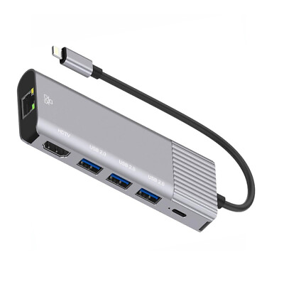 #ad For iPhone 11 12 13 PRO MAX XS SE 6 IN 1 ADAPTER USB HUB HDTV HDMI RJ45 PORT $52.76