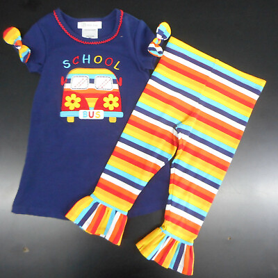 #ad Toddler Girls Bonnie Jean School Bus Dress Top W Ruffle Bottom Leggings Sz 2T 4T $19.88