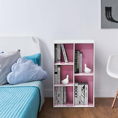 #ad Kids White and Pink Bookshelf Childrens Furniture Shelf Bookcase Girls Toddler $69.97