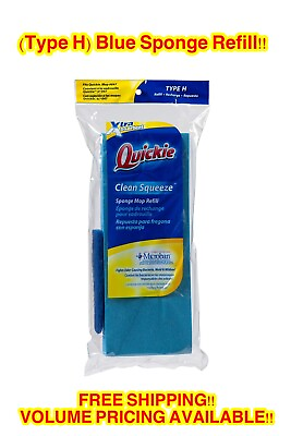 #ad Quickie Clean Squeeze Blue Foldable Sponge Mop Refill Type H $13.99