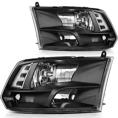 #ad #ad Black Fits 2009 2018 Dodge Ram 1500 4500 Replacement Headlights Assembly LHRH $81.88