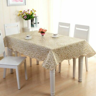 #ad Golden Oilcloth on Table Rectangular Table Desk Cover New Year#x27;s Tablecloth $11.39