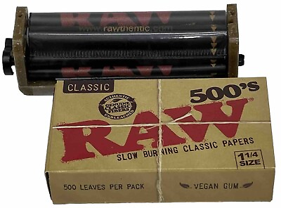 #ad Raw Classic 500 Pack Rolling Papers And 1 1 4” Adjustable Roller *Free Shipping* $13.99