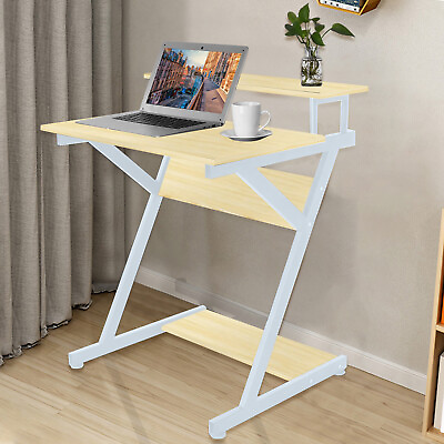 #ad Computer Desk with Storage Shelf Monitor Shelf Laptop Study Writing Table $58.95