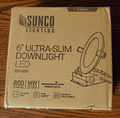 #ad SUNCO Lighting 6quot; Ultra Slim Downlight LED 2 Pack 14 Watts 850 Lumens $19.99