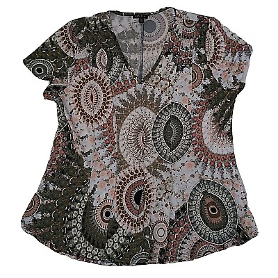 #ad Sami amp; Jo Women#x27;s PXL Blouse Top Pullover Flared Bottom Floral Geometric Print $9.75