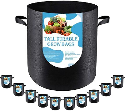 #ad Grow Bags Tall Fabric Plant Bag Pots with Handles for Vegetables Flowers Trees $10.34