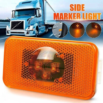 #ad 2Pcs 24V Car Truck LED Side Marker Light 4LEDs Amber Indicator Warning6146 $11.62