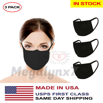 #ad Washable Reusable Face Mask Mouth Cover Unisex In Stock 3 Pack Made In USA $9.99