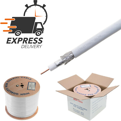 #ad RG6 1000FT Cable Bulk Coaxial Wire Dual Shield 18AWG White Coax Satellite TV NEW $97.47