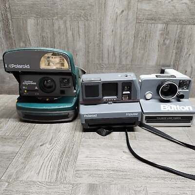 #ad Vintage Polaroid Camera Lot One Step Express Impulse The Button For Parts $29.95