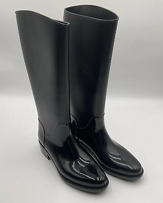 #ad Sam Edelman Sydney Black Rain Boots Tall Glossy Matte Women’s Size 8 M $33.74