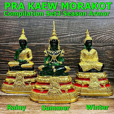 #ad Set3 Season Armor Emerald Buddha Statue Meditation Compilation Thai Amulet 17241 $226.71