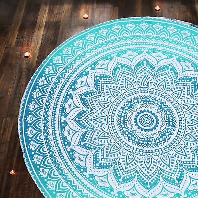 #ad RAJRANG Small Round Tapestry for Picnic and Camping Cotton Ombre Mandala Tabl... $20.62