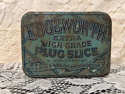 #ad Tobacco Tin Edgeworth Antique Extra High Grade Sliced Pipe Richmond Va. b7 $12.00