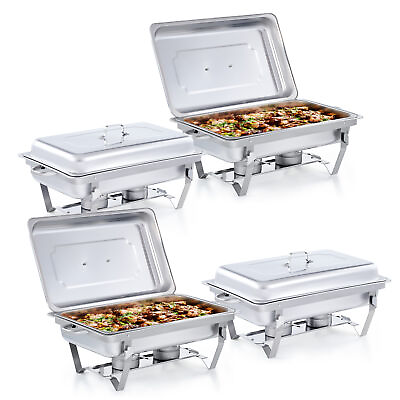 #ad 4 Pack 13.7Qt Stainless Steel Chafer Chafing Dish Sets Bain Marie Food Warmer $109.99