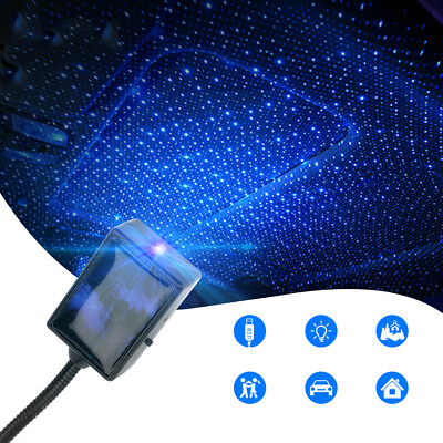 #ad USB Connect Car Roof Rotating Romantic LED Sky Starry Projector Light Blue Parts $11.55