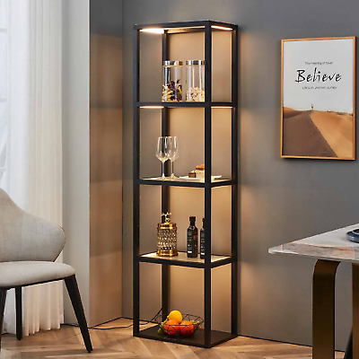 #ad Fantasy plus 66quot; Luxury Glass Display Shelf with Dimmable LED Floor Lamps Sturd $382.99