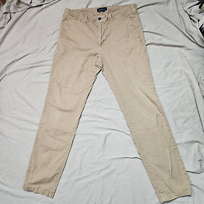 #ad American Eagle Mens Slim Straight Chino Pants Size 34 x 32* Tan Beige Casual $11.00