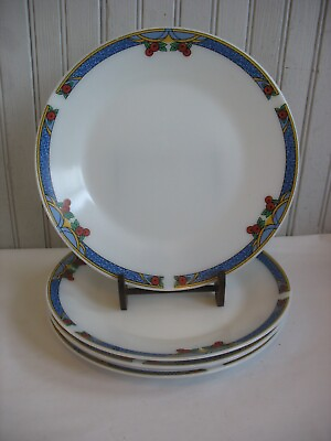 #ad S 5 La Opala Retro Opal Milk Glass 9 3 4quot; dinner Plates White Art Deco style $29.70
