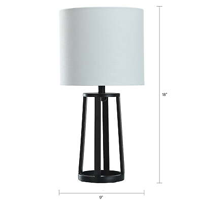 #ad 18quot; Tall Modern Matte Black Table Lamp with Drum Shade Bedroom Decor Living Room $34.75