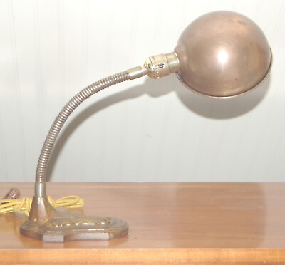 #ad ANTIQUE GOOSENECK Desk Lamp Business Industrial Iron Modern BRASS Bronze White $95.00