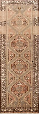 #ad Muted Semi Antique Distressed Traditional Runner Rug Handmade Wool Carpet 4x11 $649.00