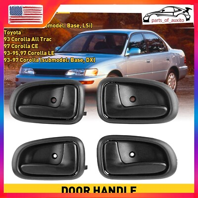 #ad #ad Interior Door Handle For 93 97 Toyota Corolla Set of 4 Front and Rear $18.99