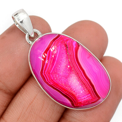 #ad Treated Fleece Pink Aura Druzy 925 Sterling Silver Pendant Jewelry CP26185 $15.99