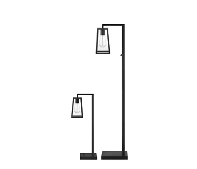 #ad Black Outdoor or Indoor 2 Light Floor and Table Lamp Set 58 in $159.99