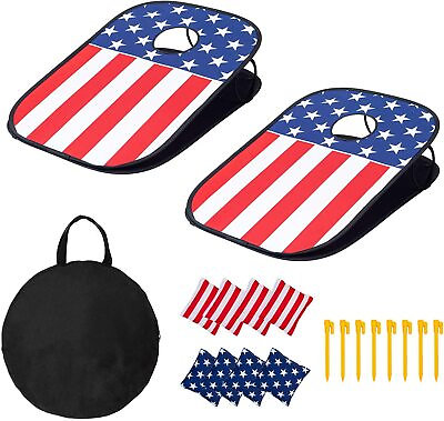 #ad Collapsible Corn Hole Set Outdoor Indoor Portable Bean Bag $32.98