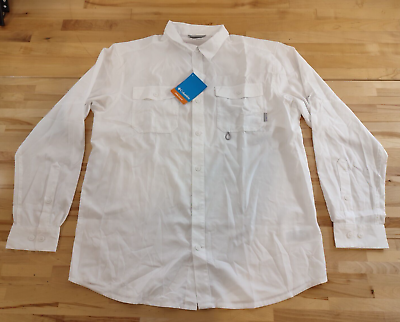 #ad Mens Columbia James Bay Long Sleeve Vented Lightweight Outdoor Shirt Large White $28.59