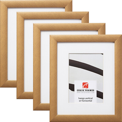 #ad Craig Frames Contemporary 1quot; Distressed Gold Picture Frame With a Mat 4 Pack $67.99