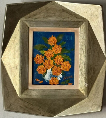 #ad ANTIQUE MID CENTURY MODERN ABSTRACT STILL LIFE OIL PAINTING VINTAGE FLOWERS 60s $1200.00