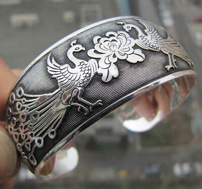 #ad 925 Sterling Silver Vintage Style Tibetan Tibet Bracelet Bangle One Size Fit All $19.74