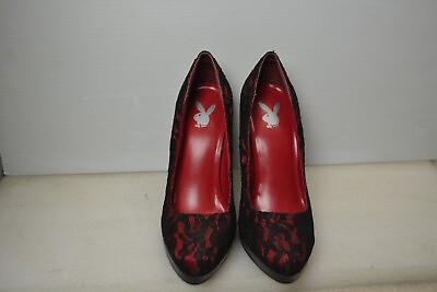 #ad Play boy heels red amp; black lace Pre owned Never worn Like new $79.95