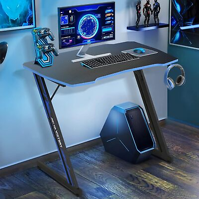 #ad Blue 39.4quot; Gaming Desk Computer Desk Ergonomic Office Table With Large Desktop $45.99
