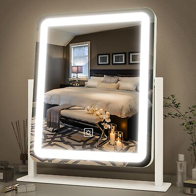 #ad Vanity Mirror with Lights 15quot;x12.6quot; LED Lighted Makeup Mirror Large Makeup... $44.78